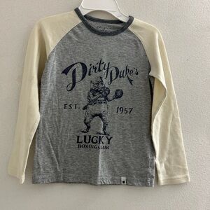 Lucky Brand Gray Graphic Tee Dirty Dukes Lucky Boxing Club. boy size 6
